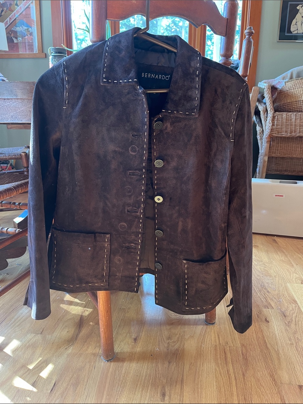 Bernardo Dark Chocolate Suede Button-Front Jacket